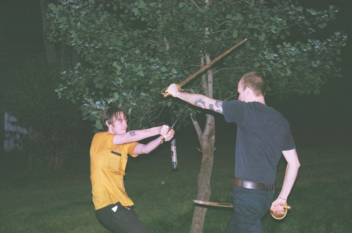 Elias Ronnenfelt and Dan Sword Fighting, upstate New York.